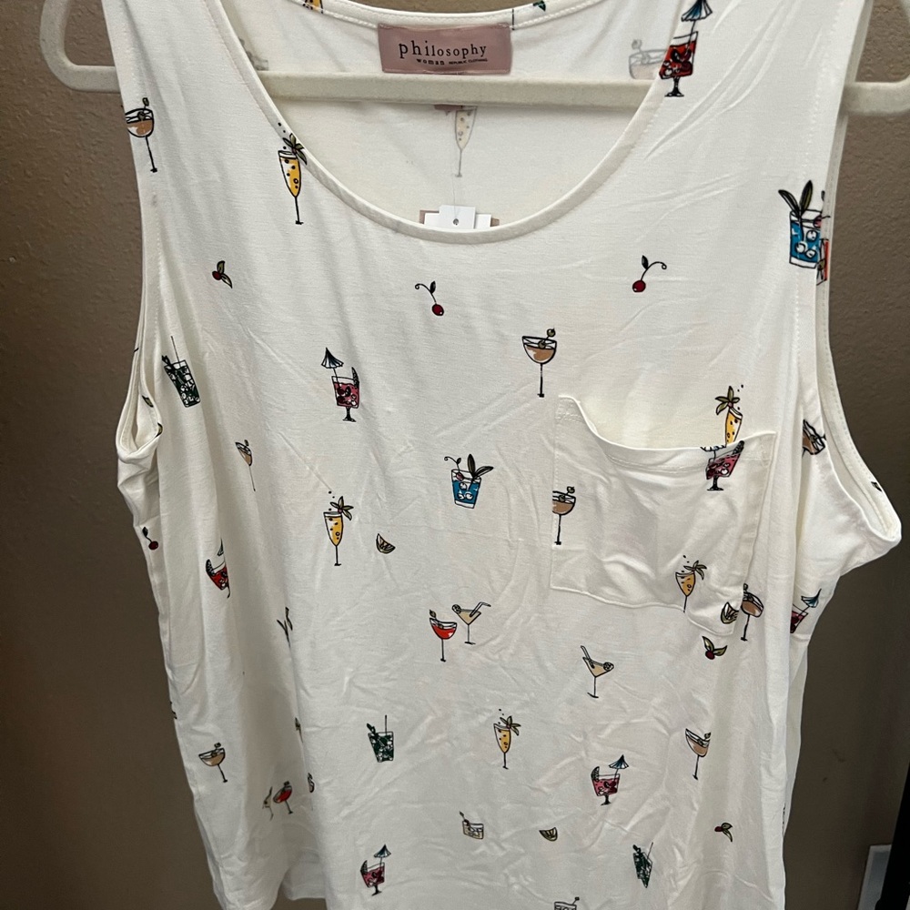 Philosophy Cream Cocktail Print Tank Top